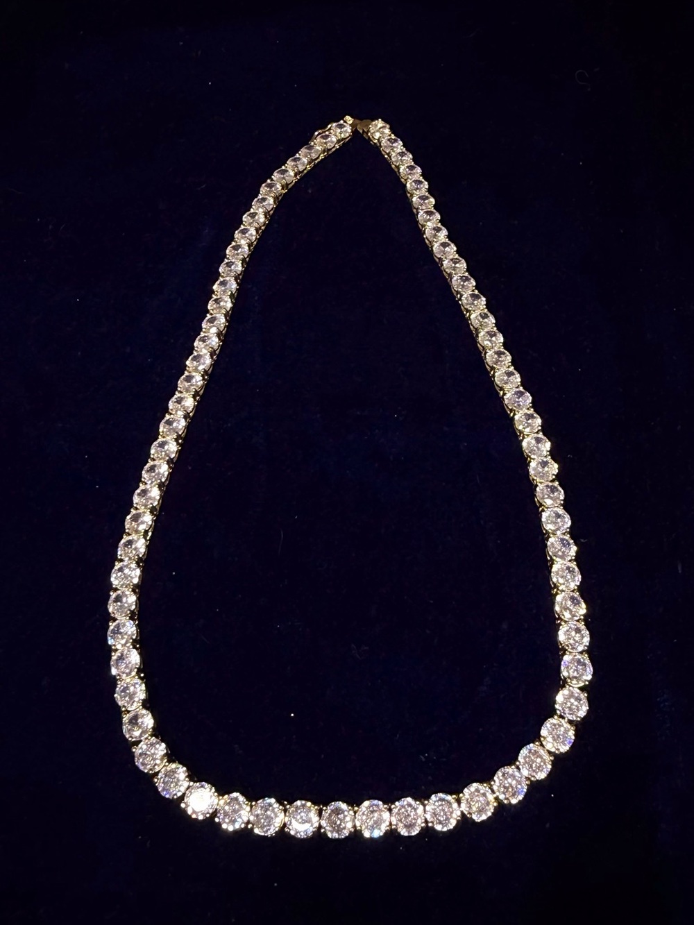 gold-tone crystal tennis necklace